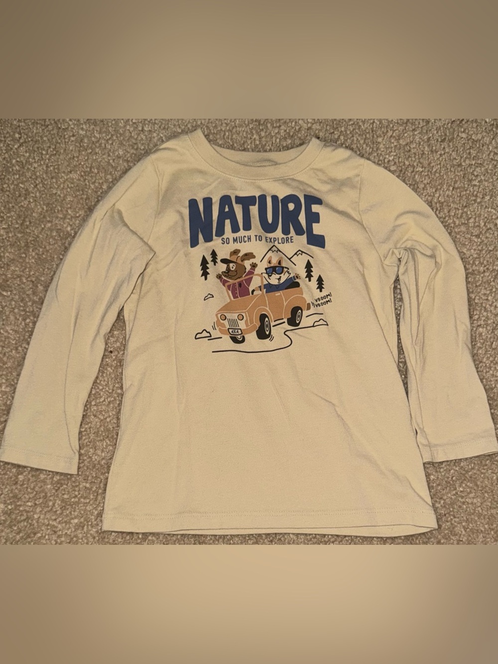 Garanimals Cream Long-Sleeve Tee with Blue Nature Graphic